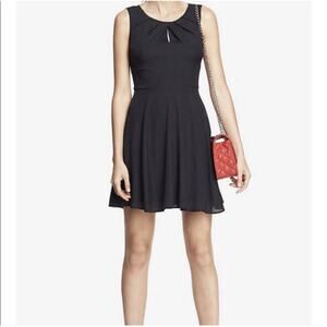 Express Dress Fit & Flare Sleeveless Keyhole Polyester Black Size 12